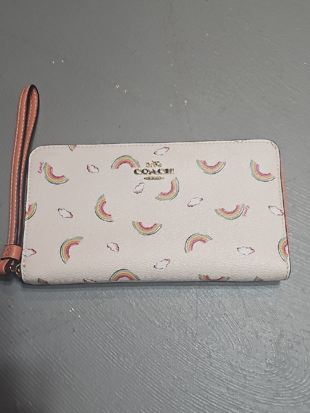 Coach F73457 Pride Long Zip Around Phone Wallet In Canvas With Rainbow Print